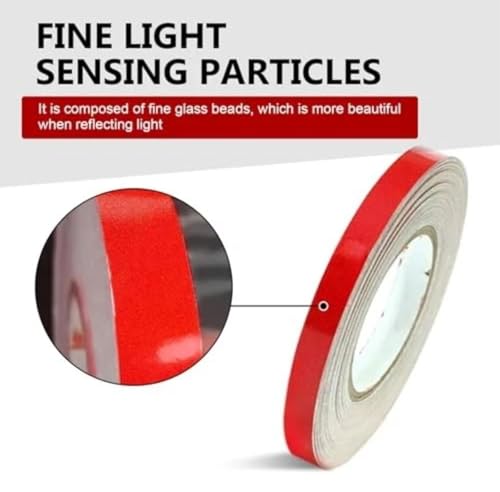 Image of WALLMATE Reflective Tape Outdoor Safety Warning Lighting Sticker, Waterproof Tape for Bicycle Bike Car Motorcycle Decoration (Red Strip, 0.5 In x 45 Mtr (1771 in) (PCK OF 2))