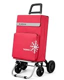 Carro Compra 4 Ruedas, 56L Carro de la Compra, Bolsa Térmica, Rojo