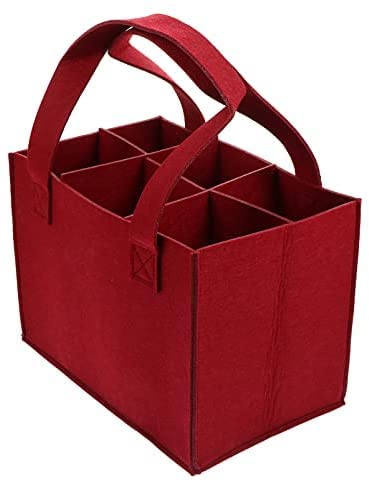 Image of GREENSHEEP 6 Bottle Wine Carrier Bag, Reusable Wine Bottle Tote Bag, Portable Wine Travel Bag with Handle for Picnic, Camping, Travel, Wine Tasting, Party (Maroon)