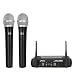 Professional Wireless Microphone System - Dual UHF Band, Wireless, Handheld, 2 MICS With 8 Selectable Frequency Channels, Independent Volume Controls, AF & RF Signal Indicators - Pyle PDWM3375