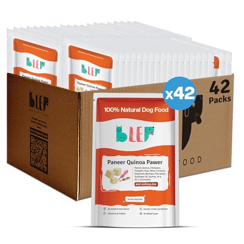 Image of BLEP Fresh Dog Food (Wet) Human Grade, Grain Free|Paneer, Quinoa & Mixed Veggies|Omega 3, 6, Vitamin A, D, E, B|Zero Preservatives & Sugar|Easily Digestible|for All Dog Breeds|4.2kg (42 Pack of 100g)