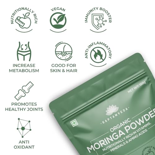 SAPTAMVEDA 100% Organic Moringa Leaf Powder - Healthy Superfood (150 GM) - Image 5