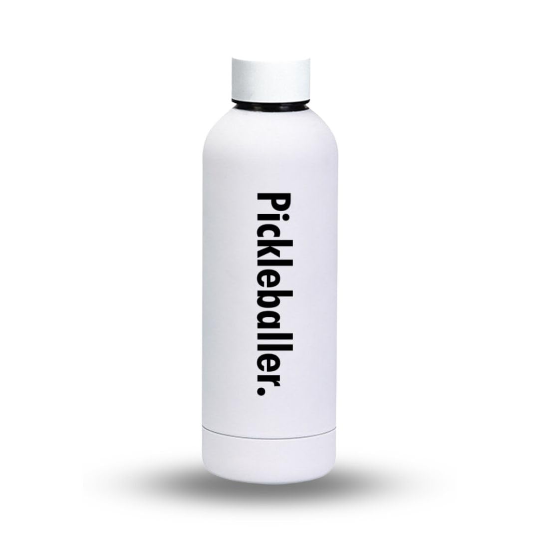 Generic Pickleball Water Bottle - 16 oz, White, Plastic, Sports, Pickleball, Outdoor Activities, BPA Free, Reusable, Brushed, Round, Durable, Impact