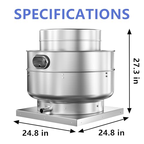 Image of Roof Ventilator Restaurant Hood Grease Rated Exhaust Fan Direct Drive Centrifugal Upblast Exhaust Fan 1.5HP 5000 CFM 110 Volt Single Phase Motor