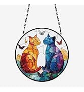 Décoration Fenêtre Chat Acrylique Coloré PLIGREAT - Décoration Fenêtre Jardin Coloré 16cm Attrape-soleil Chat