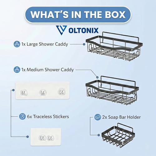 Image of Corner Shelf /Rack for BathroomWithout Drill Wall Metal Self Adhesive Bathroom Shelf /Shelf for Kitchen Corner Rack Wall Mounted Bathroom Fittings /Storage (4pcs-Caddy)