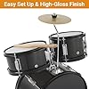 Garvee Beginner 5-Piece Junior Drum Set, Complete Drum Kit with Snare, Cymbal, Stool & Sticks for Kids Learning Percussion, Black #3