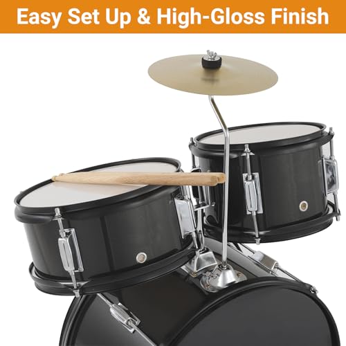 Full Size Complete 5-Piece Full Size Drum Set for Beginners & Teens | Includes Adjustable Throne & Cymbal, Complete 5-Piece Kit by MilleLoom - Image 3
