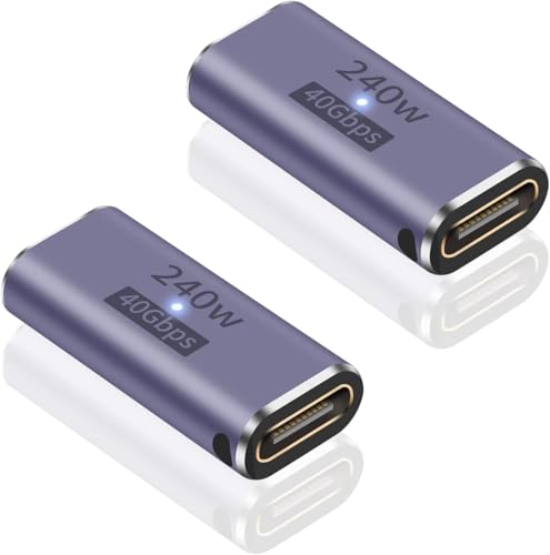 Diyuna 2er Pack USB C Kupplung Adapter (USB C Female to Female) Kompatibel mit Thunderbolt 5 240W Schnellladung 80Gbps Datenübertragung US B C auf Adapter für iPhone