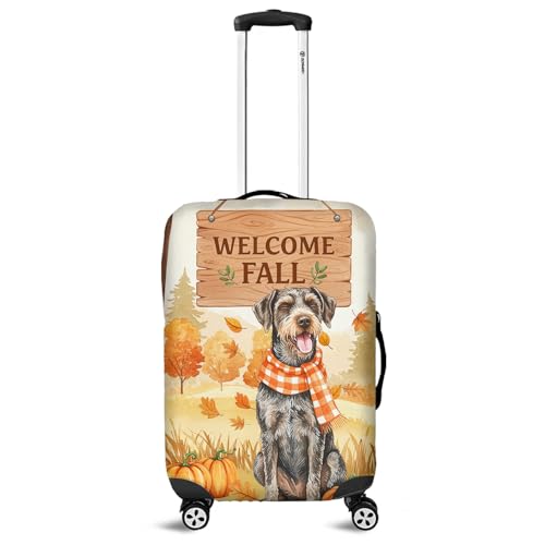 Welcome Fall Wirehaired Pointing Griffon Cozy Autumn Field Pumpkins Leaves Travel Luggage Cover Dog Lover Suitcase Dust Protective Decor 12013