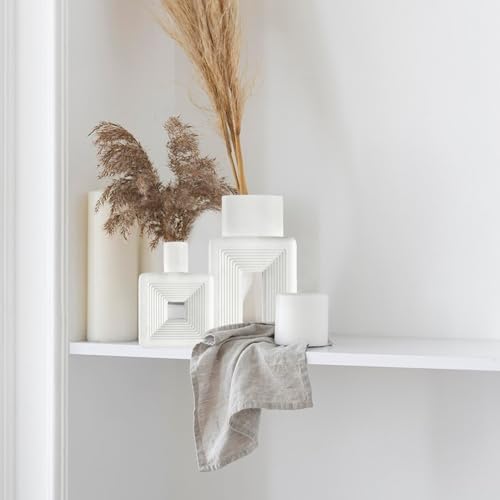 White Ceramic Square Vase Premium Decor Perfect for