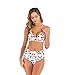 Produktbild iYmitz Damen Badeanzug Rüschen Hals Hängen Bikini Sets Zweiteilige Bademode mit Hoher Taille Schlankheits Einfarbiger Badehose Strandkleidung 2 Teiliges Set