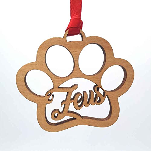 Miniatura 3 de Bola De Navidad Personalizada Con Nombre Para Mascotas Con Forma De Huella. Regalo Original Para Mascotas Personalizado. Adorno Árbol De Navidad. Cordel De Raso Rojo Incluido. 1