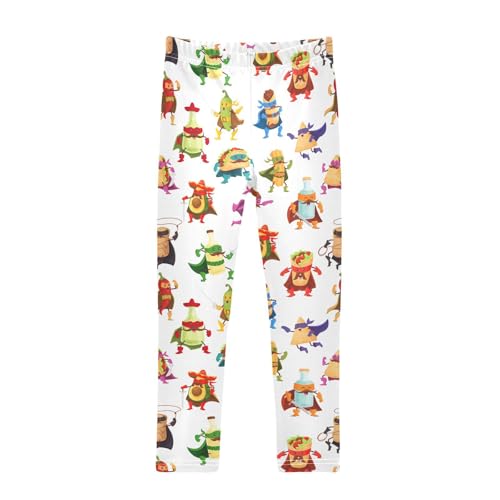 ZZKKO Girls Leggings Cartoon Tex Mex Food Characters Toddler Girls Clothes Leggings for Girls Toddler Girls Leggings 3-4T