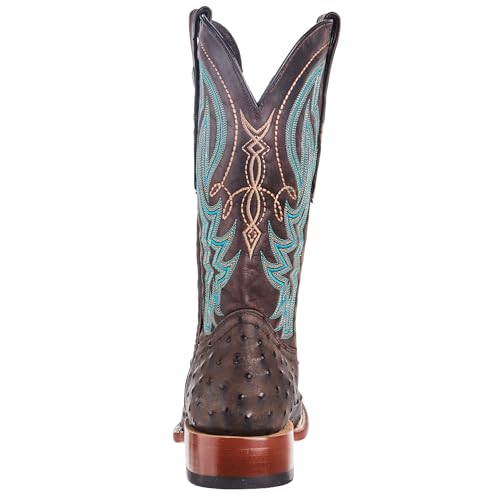 Men`s Black and Brown Ostrich Print 13In Brown Top Cowboy Boot3