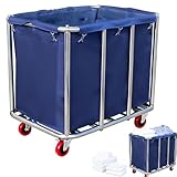 Carrito Lavandería, Cesto Ropa Acero Inoxidable Con Ruedas Clasificador Ropa...