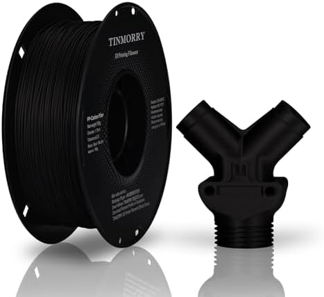 Carbon Fiber Polypropylene Filament 1.75mm, TINMORRY PP-CF 3D Printing Filament, Compatible with Bambu FDM 3D Printer, Net Weight 700g 1 Spool, Matte Black
