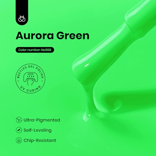 Image of Beetles Neon Green Gel Nail Polish - Hema Free UV LED Soak Off Green Gel Polish Long-Lasting Colorful Bottle Day Nails Art Manicure Salon DIY