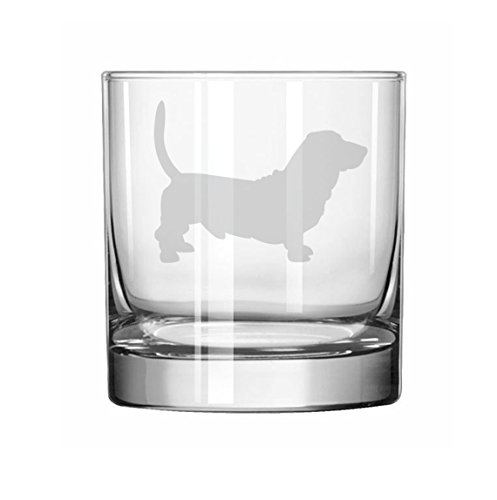 11 oz Rocks Whiskey Highball Glass Basset Hound