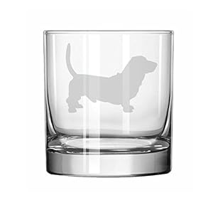 MIP 11 oz Rocks Whiskey Highball Glass Basset Hound