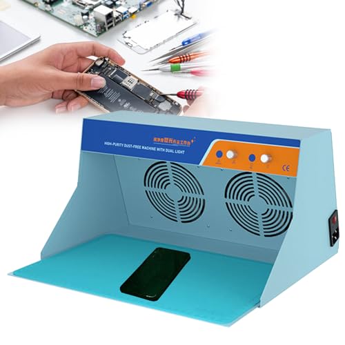 Banco de limpieza vertical de flujo laminar, doble ventilador sin polvo, estación de trabajo para reparación de teléfonos móviles, brillo de luz ajustable