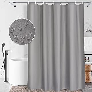 Amazon Brand - Umi Shower Curtain Mould Proof Resistant, Bathroom Curtains Waterproof Washable, Weighted Grey Shower Curtains, Bath Curtains for Wet Room with 12 Hooks - Diamond Grey 180x180cm