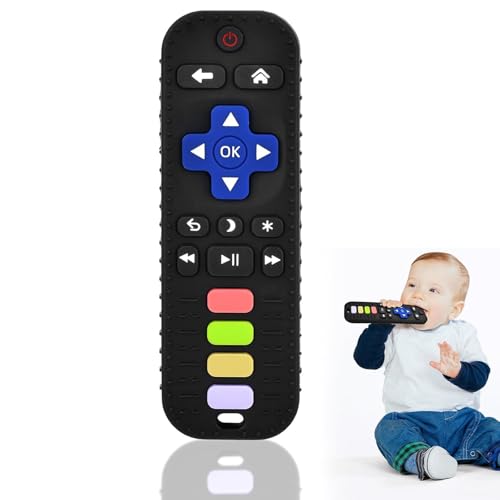 Image of Baby Silicone Teething Toys, Simulation TV Remote Control Shape Teether Toys for Toddlers 3-18 Months, Boys Girls Baby Teething Toys, Babies Chew Toys, Freezer BPA Free