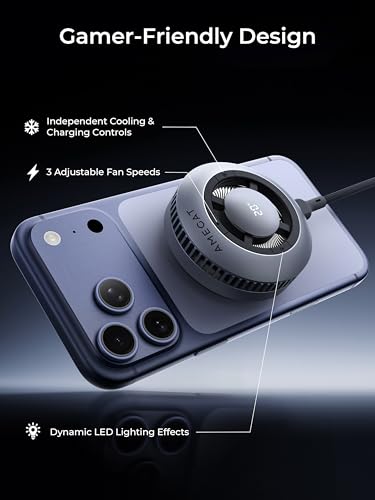 Magnetic Wireless Charger with Active Semiconductor Cooling System,15W Qi2 MagSafe Fast Charging Pad for Gaming & Live Streaming, Phone Cooler for Video Recording for iPhone 17 16 15 14 13 12 Series — view 2