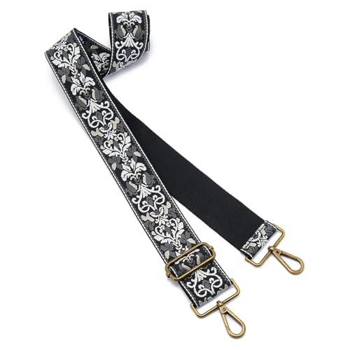 Image of ZOOEASS Bronze Buckles Purse Strap, 2 inch Wide Crossbody Handbag Strap Adjustable Replacement Shoulder Strap Vintage Embroidery