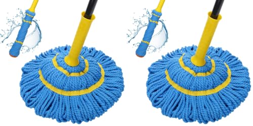 Image of Self-Wringing Twist Mops for Floor Cleaning, Microfiber Floor mop with 57 inch Long Handle, Easy Wringing Mop for Hardwood Commercial Household Clean (Pack of 2)