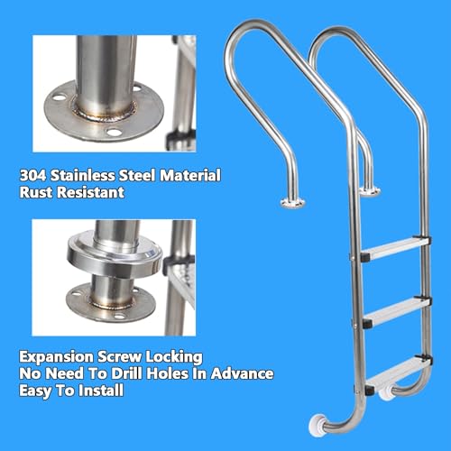 Escalera para piscina con 2/3 peldaños acero inoxidable miniatura 3