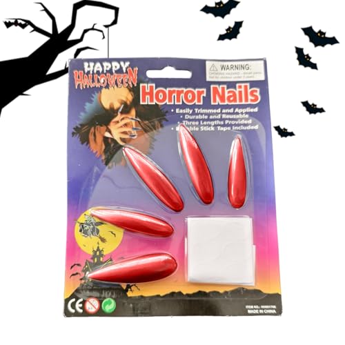 Halloween Press On Uñas – 10 unidades de uñas postizas largas, decoración de uñas góticas de Halloween para fiesta de disfraces, actuación en escenario, juego de rol, casa embrujada