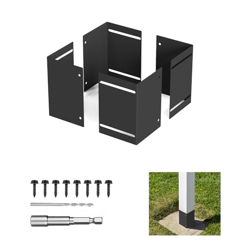 Aglehome Adjustable Post Protector 304 Stainless Steel Mailbox Post Protector Post Base Protectors for Wooden Mailbox Deck Fences Swing - 1 Pack Black