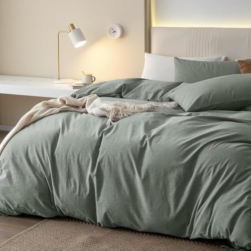 Image of Viewstar Premium Cotton Duvet Cover, Single Size 60x90 Inches, 300 Thread Count, Ultra-Soft, Wrinkle-Free, Cotton-Quilt /Comforter Zipper Cover (Sage Green)