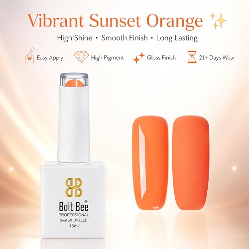 Image of Bolt Bee Orange Color Gel Nail Polish Soak Off UV Gel 15ML DIY at Home Manicure Salon Nail Art
