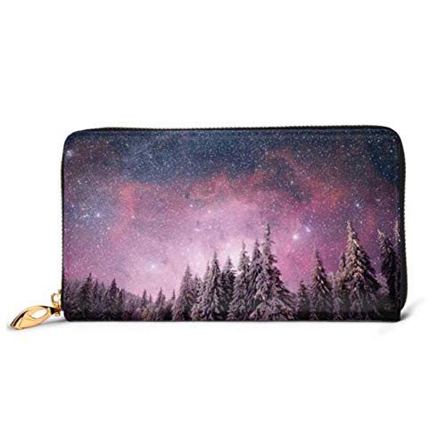 Preisvergleich Produktbild JHGFG Mode Handtasche Reißverschluss Brieftasche Magische Winterlandschaft Schneebedeckte Baum Telefon Clutch Geldbörse Abendkupplung Blocking Leder Brieftasche Multi Card Orgel