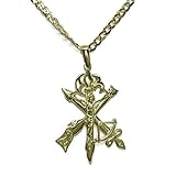 Cruz de La Legión de oro amarillo con cadena barbada de 60cm de larga y 3mm de ancha todo oro de 18k, 12.20gr de oro de 18k. Cierre mosquetón para mayor seguridad Peso cruz; 4.40gr de oro de 18k. Tamaño cruz; 3.80cm de alta (sin el asa) por 2.50cm de ancha. Grosor cruz; 4mm Peso cadena; 7.80gr de oro de 18k
