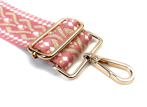 Image of Purse Strap Replacement for Crossbody Bags & Handbags | Premium Webbing with Light Gold Hardware Clip-On Installation Adjustable Length Comfortable Wide Guitar Style Strap