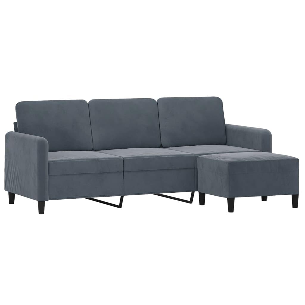 IKAYAA Sofá de 3 Plazas con Taburete Patas de Madera Sofá de Salon de Terciopelo Sofá Chaise Longue Moderno para Salon Oficina 180 cm Gris Oscuro 3032130_es