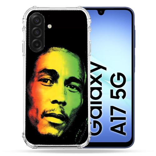 Coque Samsung A17 5G renforcée motif Bob Marley 2 en silicone noir antichoc