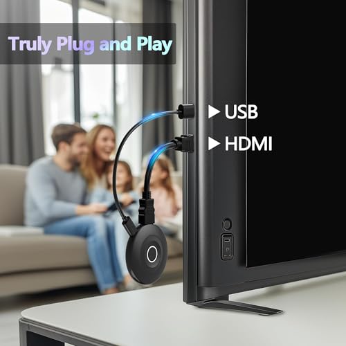 Image of MpioLife True 4K Wireless Display Adapter, Plug & Play, HDMI Dongle 5G+2.4G Wireless Screen Mirroring Cast from Smartphone Tablet Laptop PC to HDTV /Monitor /Projector, Support AirPlay DLNA Miracast