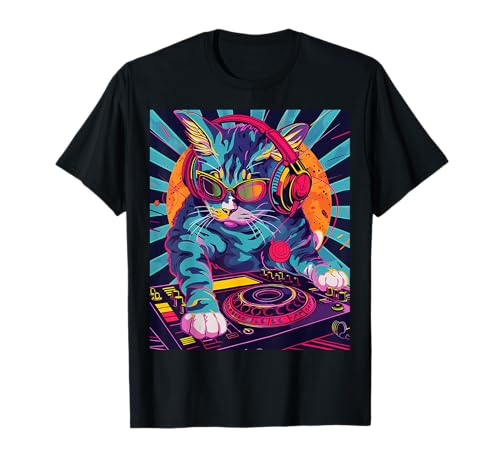 Summer Cat DJ Casque audio avec lunettes de soleil T-Shirt