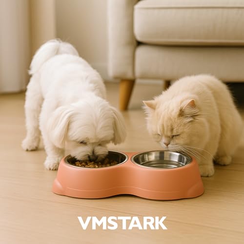 Comedouro Inox Duplo Antiderrapante Vmstark Para Cães e Gatos Tigela de Aço Pet Para Ração e Água (R