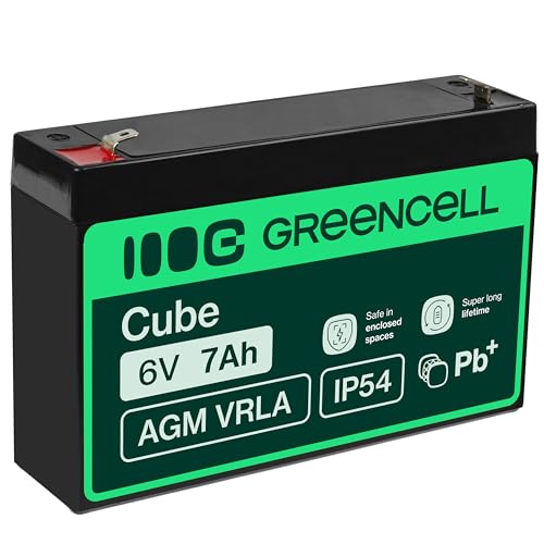 Green Cell Batería AGM VRLA 6V 7Ah - Batería sellada sin Mantenimiento para Sistemas de Alarma, UPS y Dispositivos electrónicos - Alta Durabilidad y Rendimiento confiable