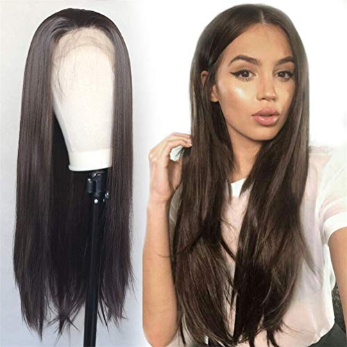 Perruques synthétiques marron foncé avec cheveux de bébé effet naturel garanti