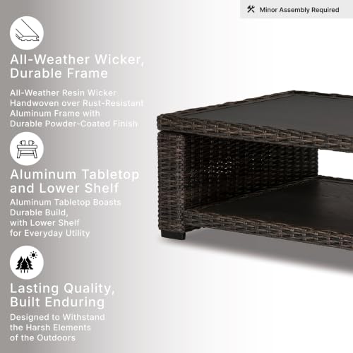 Signature Design by Ashley Grasson Lane Outdoor Wicker Cocktail Table with Aluminum Frame, Brown - image 5