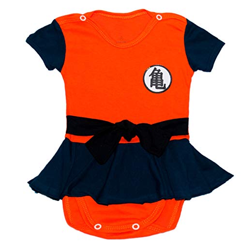 Body de Bebe Estampado Personagens Anime Menina 0-18 Meses + Laço Cor:Laranja;Tamanho:P