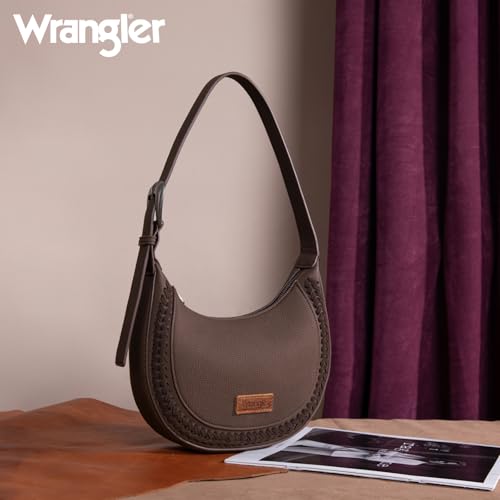 Image of Wrangler Crescent Shoulder Bag for Women Trendy Half Moon Bag Small Crossbody Purse and Handbags With Extension Strap | Trendy