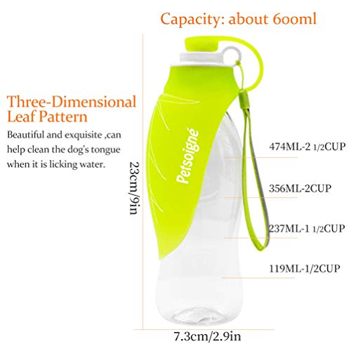 Petsoigné Portable Dog Water Bottle in Silicone Pet Water Bottles Foldable for Travel Walking Hiking (Green) - Image 3