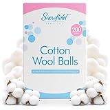 SOL 200pk Cotton Wool Balls - Soft & Gentle Natural - 100% Pure Cotton for Baby Care, Makeup Removal & Crafts - Highly Absorbent [Now Packed in Box]